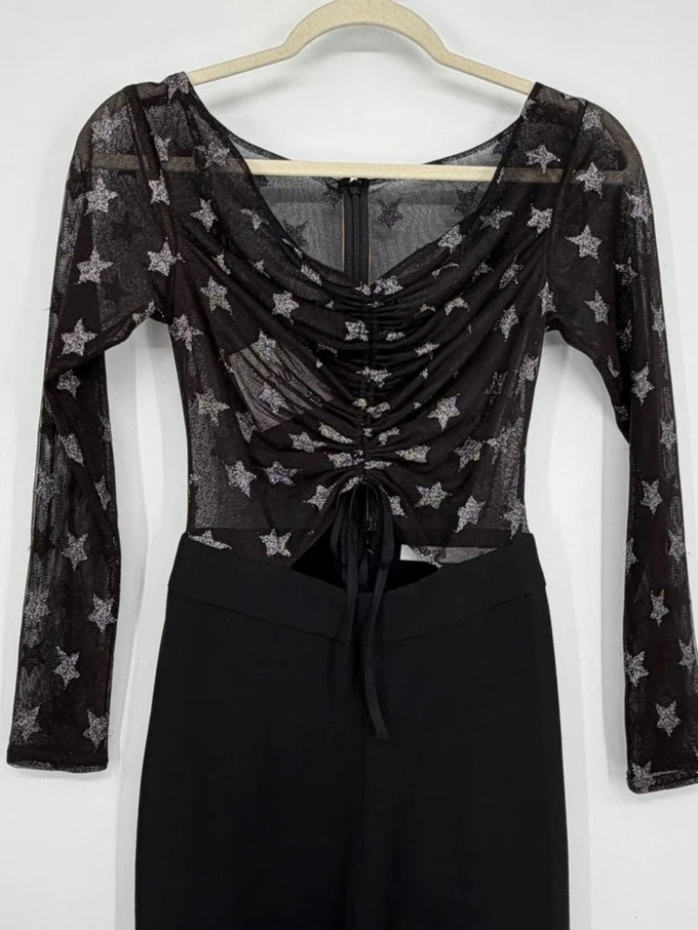 Tadashi Shoji KARLIE METALLIC STAR TIE-FRONT JUMPSUIT Size 4 NWOT